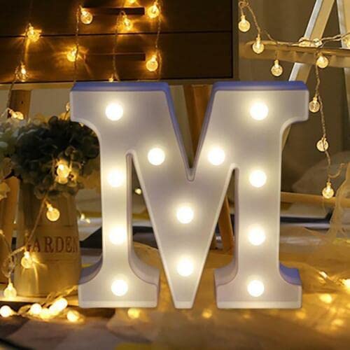 Topzilly LED Marquee Letter Lights Sign, Warm White LED Lamp, Light up 26 Alphabet for Living Room, Bedroom Table & Wall, Home Bar, Christmas, Wedding, Party Festival Decoration (M)
