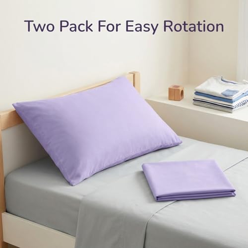 Image of 2-Pack Toddler Travel Pillowcases -100% Soft Microfiber, Breathable and Hypoallergenic - 14 inch by 20 inch Kids Pillowcases fits Pillows 14x19, 13x18 or 12x16, Solid Purple