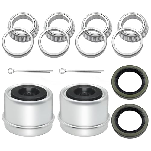 2 Set Fits for 1-1/16 Trailer Bearing Kits L44649/L44610 and 12192TB Seal OD 1.980 Axles Trailer Wheel Hub Bearings Kit with Dust Cover and Cotter Pin