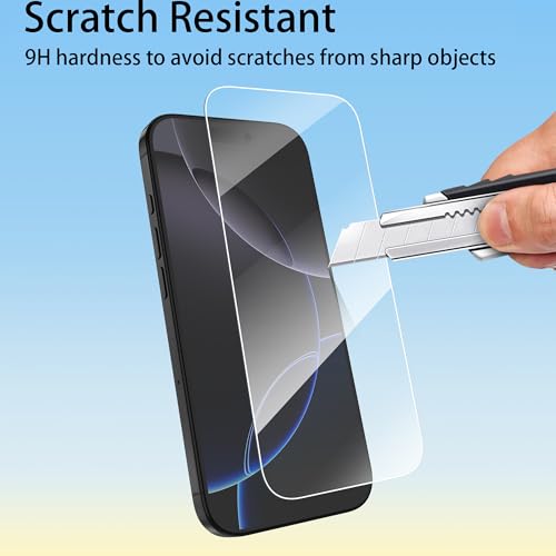 Image of 4youquality [3-Pack Screen Protector for iPhone 17 /17 Pro / 16 Pro (6.3-Inch), Tempered Glass Film, [LifetimeSupport][Impact-Protection][Anti-Shatter][Anti-Scratch]