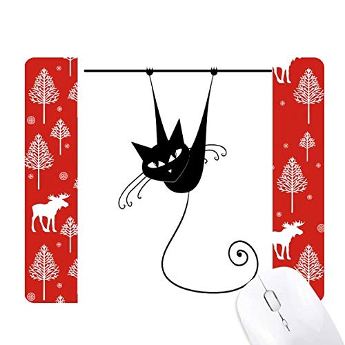 Chat noir grimpe la souris figurine en bois de forêt pour déco halloween et noël