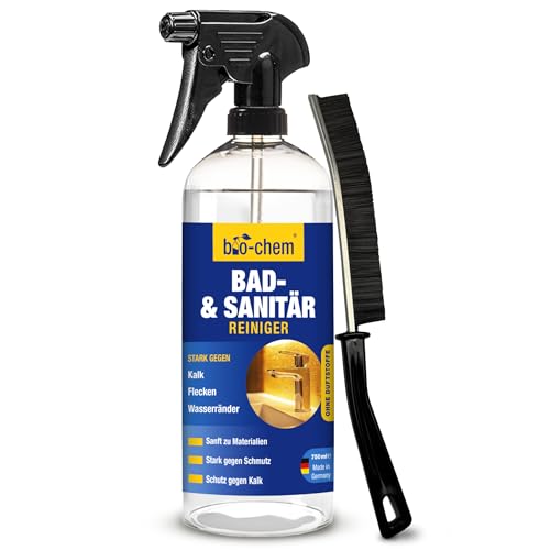 Bio-Chem - Limpiador de Baños e Inodoros 750ml + cepillo para juntas - Productos de limpieza doméstica para duchas, lavabos e inodoros - Limpiador de baños antical y antimoho
