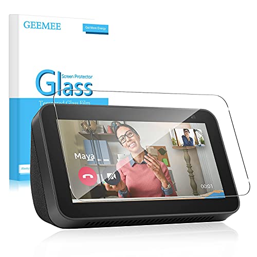 GEEMEE Protector de Pantalla para Echo Show 5 (1./2. Generation, 2019/2021), Cristal Templado Película Vidrio Templado 9H Alta Definicion Glass Screen Protector Film (Transparente)