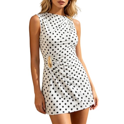 Robe épaules dénudées coupe courte avec œillets métalliques tendance