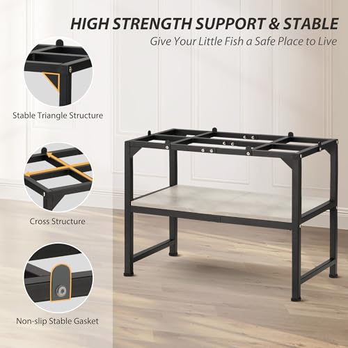 Azaeahom 20 Gallon Fish Tank Stand, Metal Aquarium Stand with Adjustable Non-Slip Foot, 531LBS Capacity, Reptile Tank Stand Easy to Assemble for Home Office, Firm and Steady(Tank not Included)