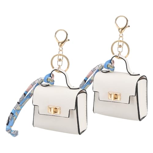 Mini sac à dos porte-clés PATIKIL en cuir blanc pour écouteurs et monnaie