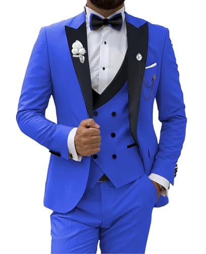 SHUZHXLZANGY Men's 3 Piece Wedding Tuxedo for Men Slim Fit Double Breasted Suit Men Prom Suits