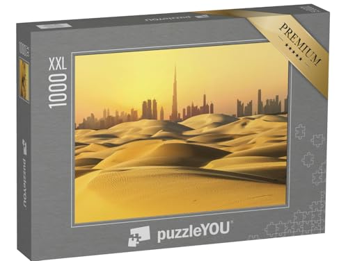 Puzzle 1000 Teile XXL „Skyline von Dubai: Wüste bei Sonnenuntergang“ – aus der Puzzle-Kollektion Dubai, Burj Khalifa, Städte Weltweit