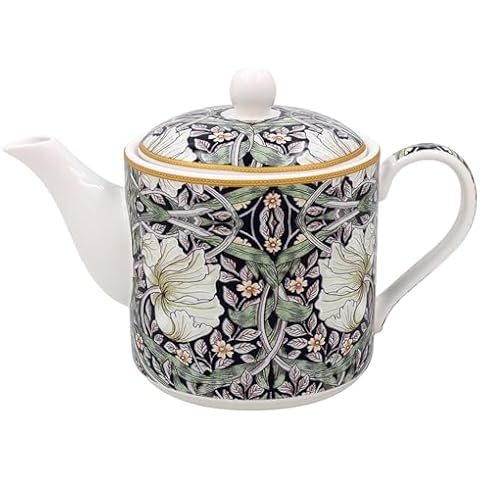 Lesser & Pavey William Morris Midnight Pimpernel Teapot - Lovely Floral Navy and White Design Ceramic Tea Pot Gift Idea Cover