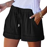 Lounge Shorts Women 2025 Summer High Waisted Pull on 5 Inch Inseam Shorts with Pockets Loose Fit Boxer Pj Short Lightweight Comfy Cute Bermuda Linen Beach Short Fashion Vacation Outfits for Women