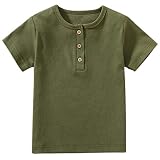 HahaNice Toddler Short Sleeve Henley Shirt Boys Ribbed T-Shirt (7 Years,Green)