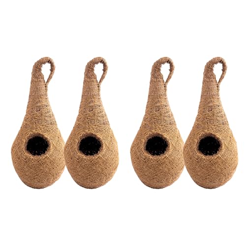 Image of Handwoven Coir Bird Nest - Natural Hanging Birdhouse for Sparrows, Finches, Java Sparrows & Other Small Birds, Ideal for Gardens, Balconies & Trees, (Pair of 2)(* 4 pcs)