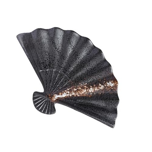 SEWACC Assiette à Sushi Japonaise 33 CM en Céramique Blanche Neige Plateau de Service D’Éventail pour Restaurant Cuisine Plat Élégant pour Sashimi Barbecue et Repas Convivial