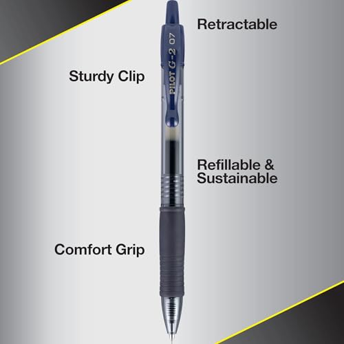 Image of PILOT G2 Premium Refillable & Retractable Rolling Ball Gel Pens, Fine Point, Navy Blue Ink, 12-Pack (31187)