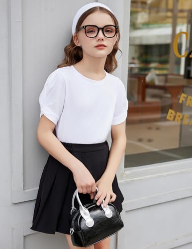 Image of Arshiner Girls T Shirts Twist Short Sleeve Summer Shirts Fashion Crewneck Tops Tee Blouse