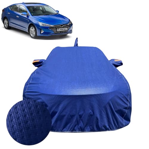 Image of Car Cover Compatible for Hyundai Elantra (2020-2022) | 100% Waterproof Cover with Reflective Mirror Pockets | Dustproof, Scratchproof, Heatproof Elantra Car Cover |Soft Cotton Lining| Blue