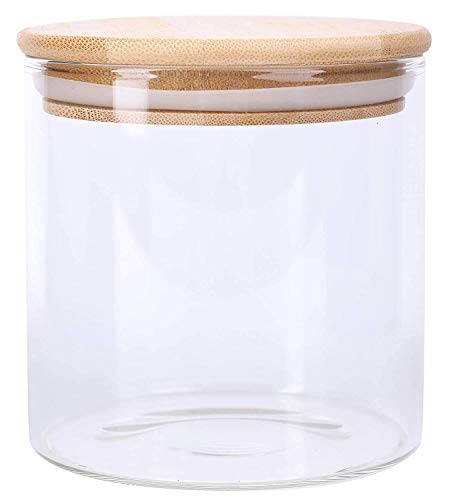 Image of Glass Food Storage Containers with Airtight Bamboo Lid, Coffee Storage Jars for Home Kitchen, Pantry Tea, Spices, Snack (ROUND 685 ML JAR, SET OF 6)