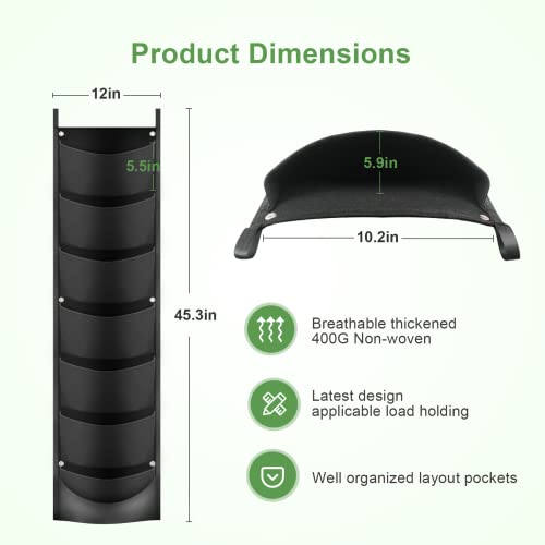 Ipower GLGROWBAGHANGP7 Hanging Vertical Wall Planter 7 Pockets Upgraded Deeper Waterproof Herb Flower Growing Pouch Felt Cloth thumb #1