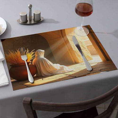 Lot de 6 sets de table figurine drapée blanche pour une table élégante