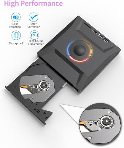 Image of External CD DVD Drive,7 in 1 USB 3.0 and Type-C Disc Reader Writer Burner Player,Slim and Portable CD DVD + /-RW Optical Drive for PC Laptop Desktop MacBook Mac Windows Linux OS Apple