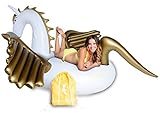 Pegasus Pool Float with Travel Bag - Gold Giant Inflatable Swan Swimming Float for Pool Party - Raft Pool Floaty Inner Tube Unicorn Float for Adults and Kids by BananaFloats