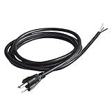 VSEER 6Ft 18 Gauge 3 Prong Heavy Duty Universal AC Appliance Replacement Power Supply Cord Cable with Open End, SJT 18AWG US Plug 10A/125V 1250W, Black