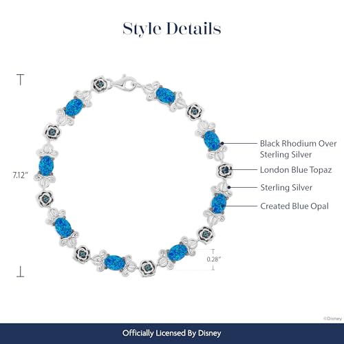 Jewelili Enchanted Disney Fine Jewelry Cinderella Tennis Bracelet for Women | Sterling Silver | London Blue Topaz & Created Blue Opal | Princess Inspired Jewelry Gifts for Her4