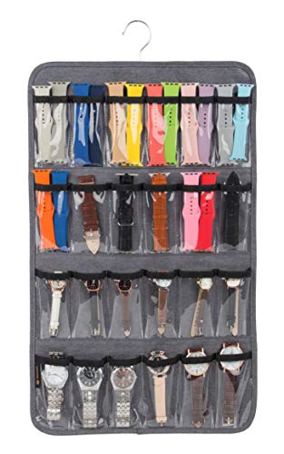 Watch Band Holder, Hanging Watch Strap Holder Compatible with Watches, Watch Band Storage Organizer Stores 48 Watch Bands, or Organizer for 24 Watches. (Grey)