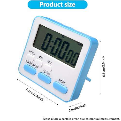 Multi-functional Digital Kitchen Timer - ABS material, loud alarm, large numbers, cooking timer, convenient storage, back with plastic magnetic heel stand (white+blue) - Image 3