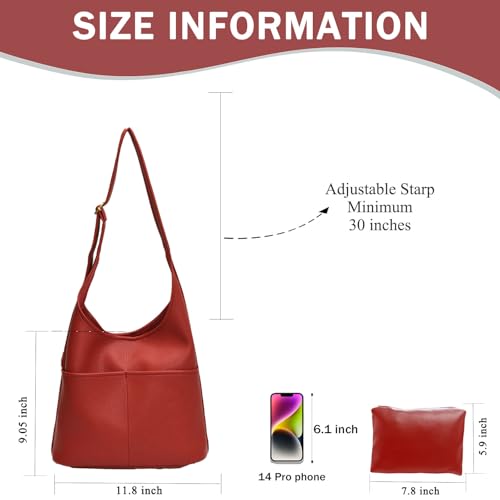 Image of Faux Leather Hobo Bag for Women Large PU Leather Slouchy Bag with Small Purse Soft Crossbody Bags Tote Shoulder Bag