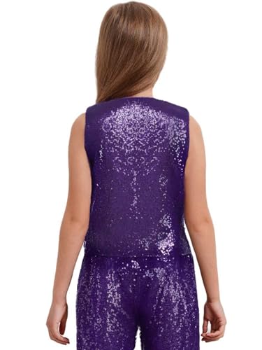 renvena Girls Sequins Waistcoat Vest Sleeveless Sparkly Formal Party Jazz Latin Hip Hop Dance Tank Top4