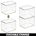 mDesign Plastic Bathroom Storage Organizer Box with Hinge Lid for Closet, Shelf, Cupboard, or Vanity, Hold Medicine, Soap, Lotion, Cotton Swabs, Masks, Styling Tools, Lumiere Collection, 4 Pack, Clear