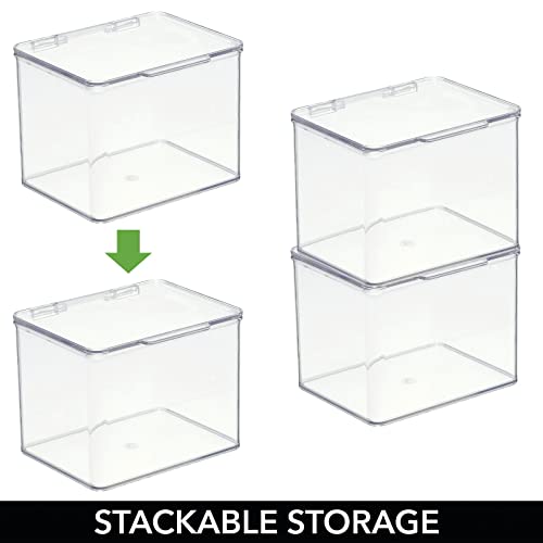 mDesign Plastic Kitchen Pantry and Fridge Storage Organizer Box Containers w/Hinged Lid for Shelves or Cabinets, Holds Food, Snacks, Seasoning, Condiments, Utensils, Lumiere Collection, Clear - Image 6
