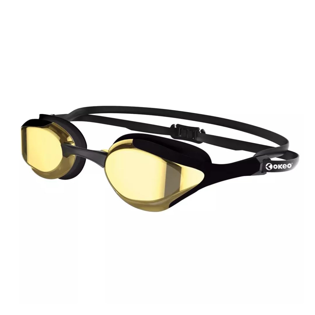 Okeo Supercomfort Mirror Schwimmbrille für Herren und Damen, zweifarbig, Anti-Beschlag- und UV-Schutz, Seitenstabilisator, überlegener Halt und Komfort