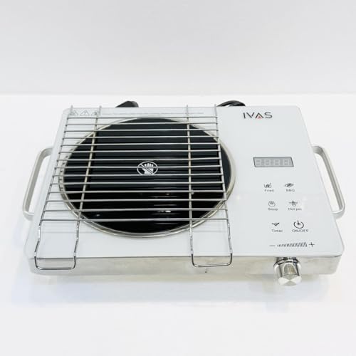 Image of IVAS 2200W Infra Induction Cooktop | Infrared + Induction Dual Heating | Touch Control, Digital Display | Fast Heating, Energy Efficient | BBQ, Fry, Soup, Hot Pot Modes