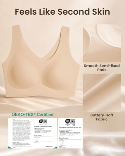 Image of Ubras Seamless Bras for Women Light Support Wireless Bralette Comfortable Soft Smooth Pull On T-Shirt Bras