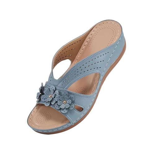 Womens Sandals Dressy Summer Hollow Out Orthopedic Sandals Casual Arch Support Slip On Low Heels Slippers