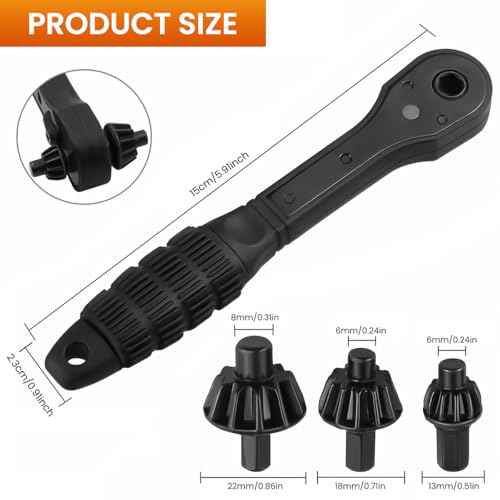 Image of Serplex Drill Chuck Ratchet Spanner with 3 Sizes Drill Chuck Keys