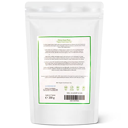 Organic French Green Clay Powder 100% Pure & Natural for Skincare Face Mask Anti Acne Deep Cleansing & Purifying Face Mask Blackhead Remover Oil Control 250 g - Image 2