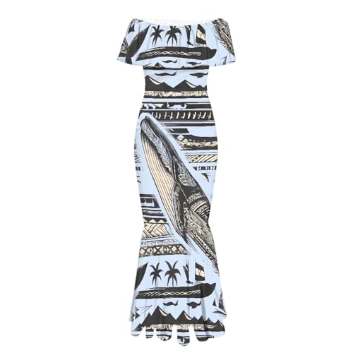 Image of Polynesian Dresses for Women Off Shoulder Maxi Dress Puletasi Samoan Dresses S-7XL