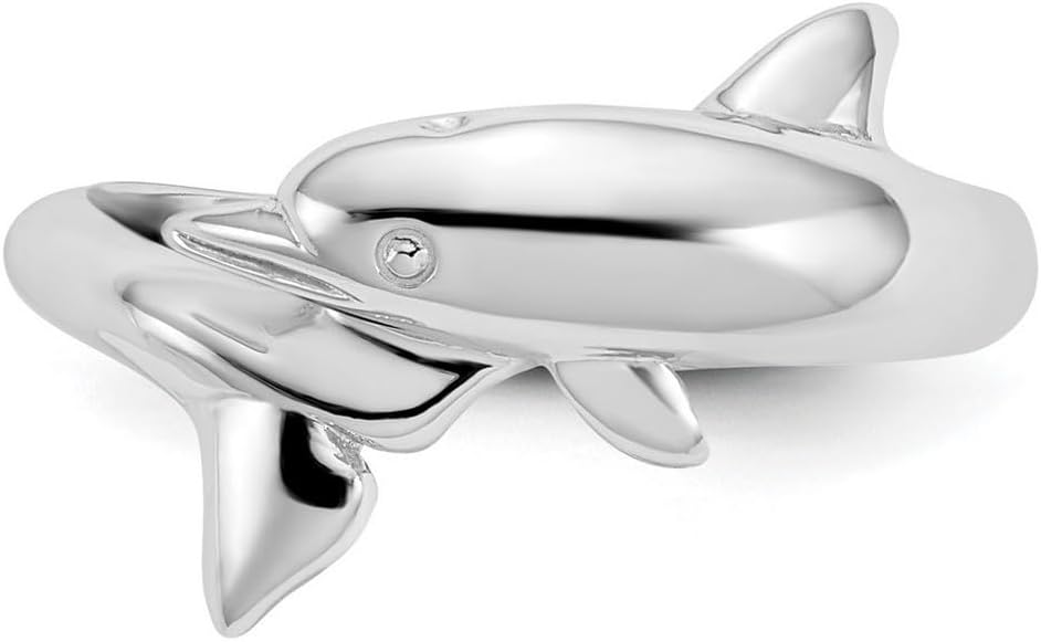 JewelryWeb 14k White Gold Solid Polished Dolphin Ring Size 6.75 Ring for Women - Image 5