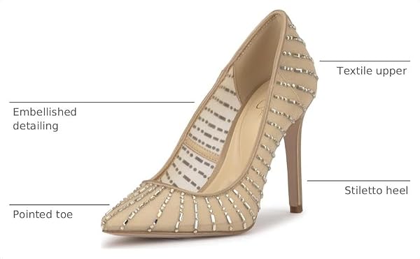 Jessica Simpson Piviano Pointed Toe Embellished Pump, Champagne, 5 by Jessica Simpson - Used condition - Image 3