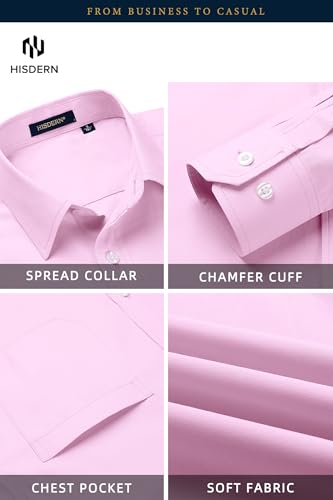 Image of HISDERN Mens Dress Shirts Long Sleeve Button Down Casual Shirts for Men Inner Contrast Formal Business Tuxedo Wedding Shirt