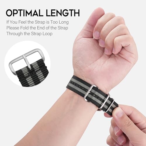Image of TACTICAL FROG Nylon Watch Band 18mm 19 mm 20mm 22 mm 24 mm, Waterproof Military Watch Straps Replacement for Men Women, With Stainless Steel Buckle