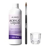 AIJIMEI Acrylic Liquid Monomer 120ml for Acrylic Powder Liquid 4 Fl.oz Acrylic Nail System Acrylic Nail Tools with Acrylic Brush and Dappen Dish