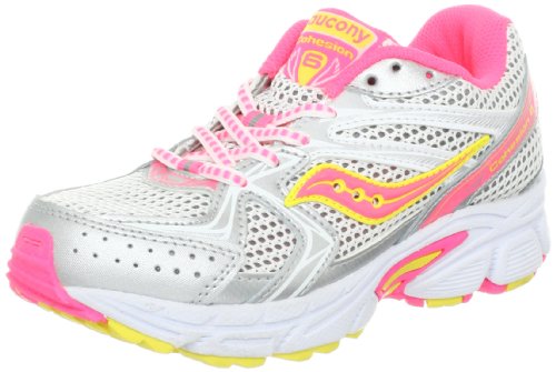 Saucony Girls' Cohesion 6 Lace Running Shoe (Little Kid/Big Kid),White/Pink/Citron,3.5 M Us Big Kid #TOP29