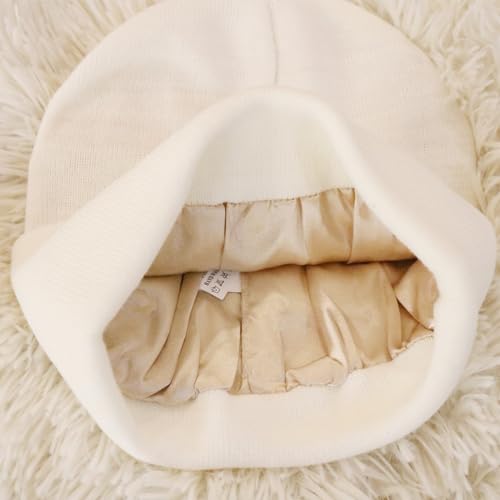 Facecozy Satin Lined Beanie Hats for Women Soft and Warm Winter Hats for Women Men Slouchy Beanie Hat (Beige) — view 2