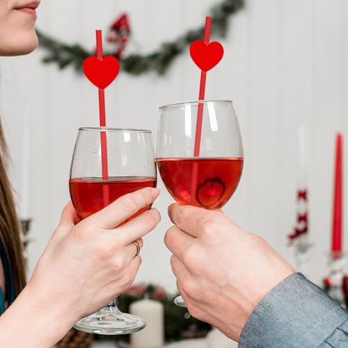 20 pitillos desechables de papel, 7.7 pulg, forma corazón miniatura 4