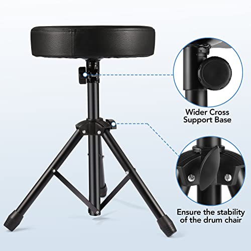 Noeler Universal Drum Throne Stool Metal Professional Drum Seat Sponge Padded For Kids&Adult With Anti-Slip Feet #TOP4