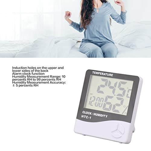 Gavigain Digital Hygrometer Indoor Thermometer,High Accuracy with Large Screen Alarm Clock Function Digital Hygrometer for Home Bedroom